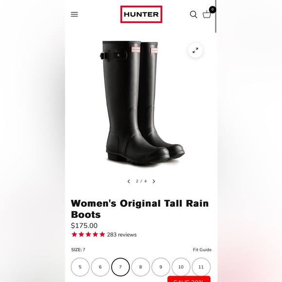 Women’s Original Tall Rain Boots (Black) - Hunter - Picture 3 of 6
